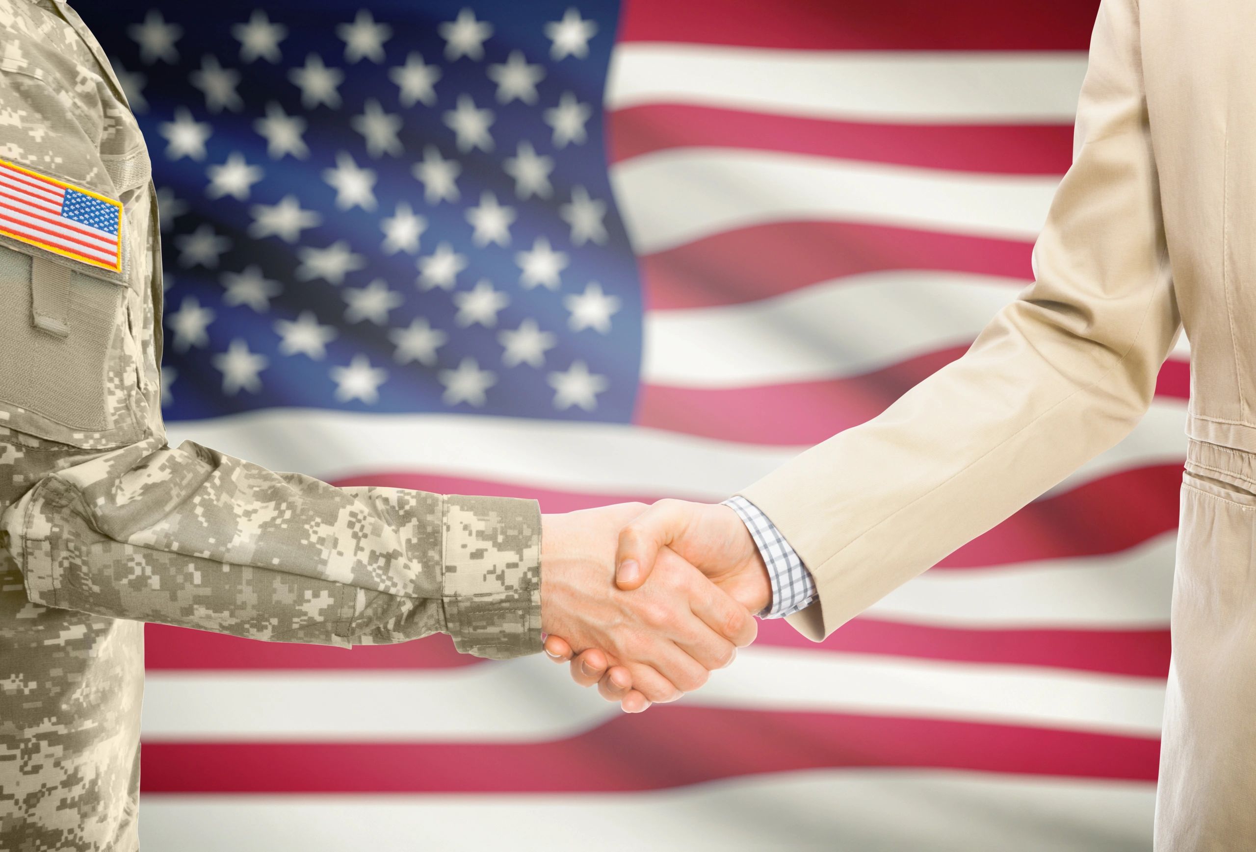 Military veteran handshake